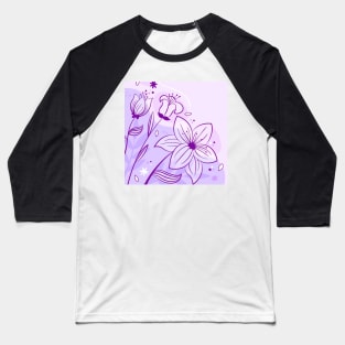 Purple Floral Art Baseball T-Shirt